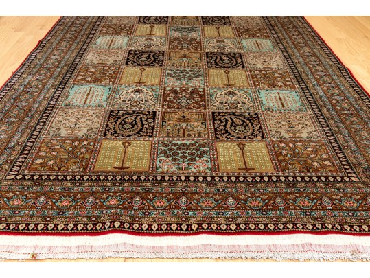 Fine Hand-Knotted Silk Qum Accent Carpet, 6’-11 1/4” X 4’-7”