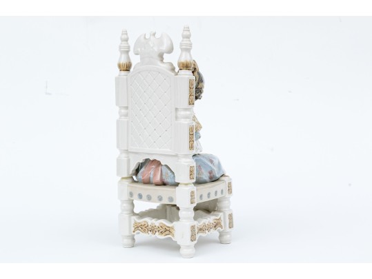 Lladro Hand-painted Porcelain Girl In Throne Chair