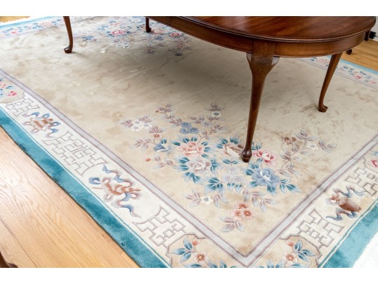 Vintage Chinese Sculpted Wool Carpet, 12’ X 9’