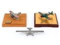 Three Model Airplanes, Two In Wood And Lucite Display Cases