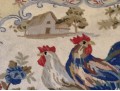 Hand-Hooked Circular Wool Rooster Motif Carpet, 3’-11” Diameter