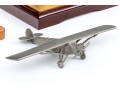 Three Model Airplanes, Two In Wood And Lucite Display Cases