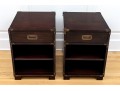 Pair Of Quality Campaign Style End Tables