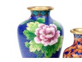 Collection Of Four Chinese Cloissone Vases With Fitted Wood Stands