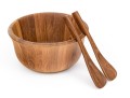 Dansk Teak Salad Serving Bowl With Two Salad Servers - Like New