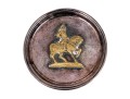 Sterling Silver And Brass Coaster With Knight On Horseback Motif, 3.51 Ozt. Gross