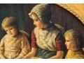 Oil On Canvas, Family Around A Cradle