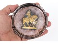 Sterling Silver And Brass Coaster With Knight On Horseback Motif, 3.51 Ozt. Gross