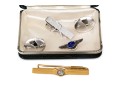 Collection Of Cufflinks, Tie Clips, And An Aviation Pin