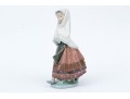 Lladro Hand-painted Porcelain Figure Of A Girl With Dress And Head Scarf