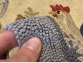 Hand-Hooked Circular Wool Rooster Motif Carpet, 3’-11” Diameter