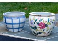 Two Decorative Ceramic Jardinieres Including Famille Rose
