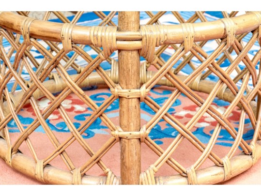 Bamboo And Willow Woven Glass Top Pedestal Table