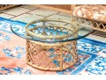 Bamboo And Willow Woven Glass Top Pedestal Table