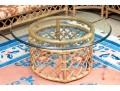 Bamboo And Willow Woven Glass Top Pedestal Table