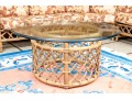Bamboo And Willow Woven Glass Top Pedestal Table