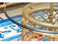 Bamboo And Willow Woven Glass Top Pedestal Table