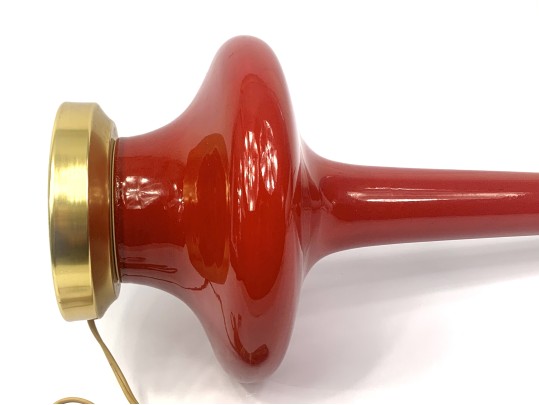 Cherry Red Long Neck Mid Century Table Lamp