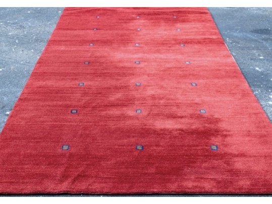 Quality Simply Detailed Red Area Carpet, 9' X 12'