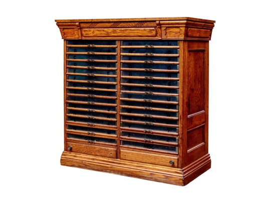 19th C. Oak Spool Cabinet 