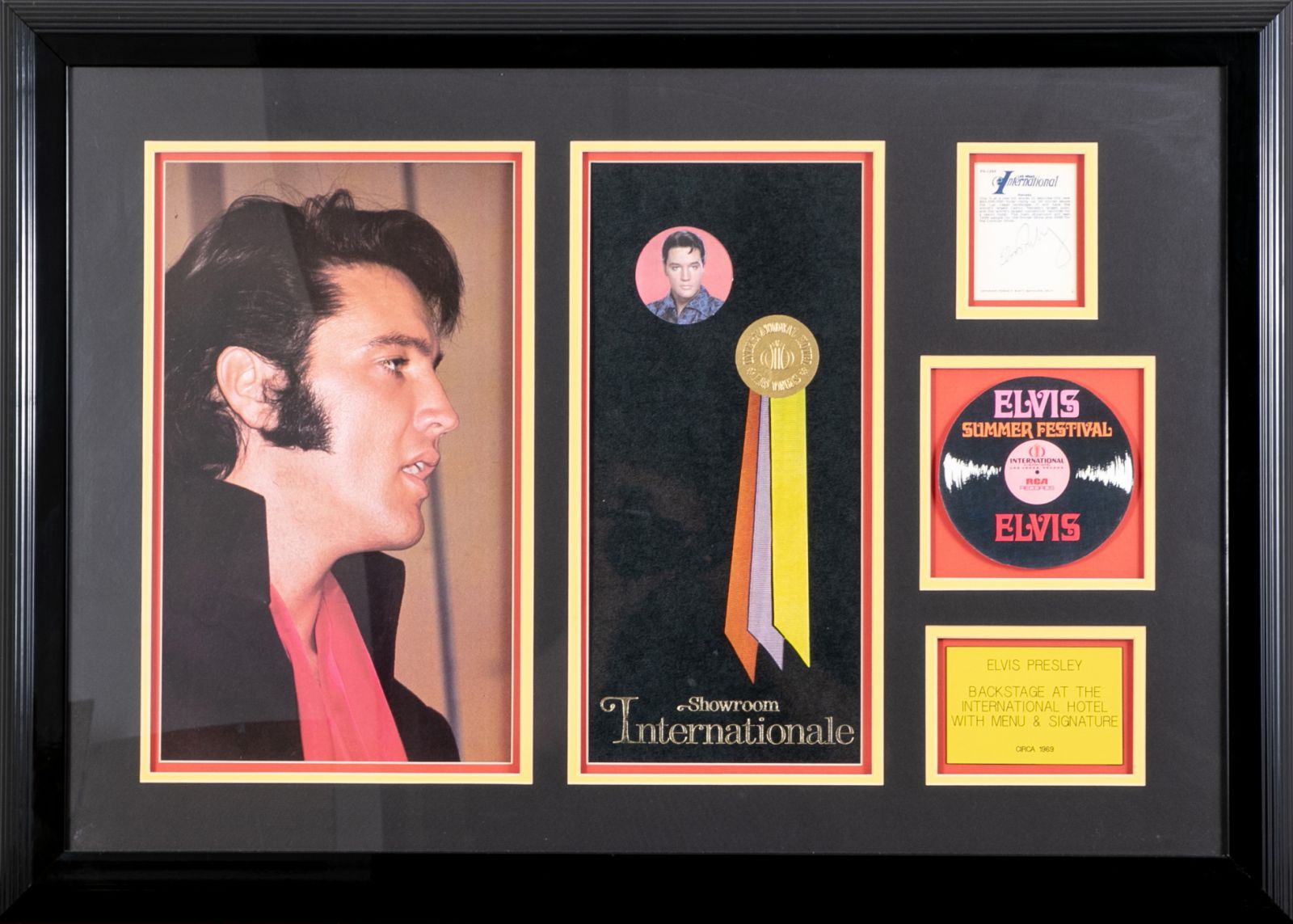 Elvis Collection - RAREST 1969 ELVIS PRESLEY AUTHENTICATED SIGNATURE WITH SHOWROOM INTERNATIONAL MENU FOR OPENING NIGHT ONLY