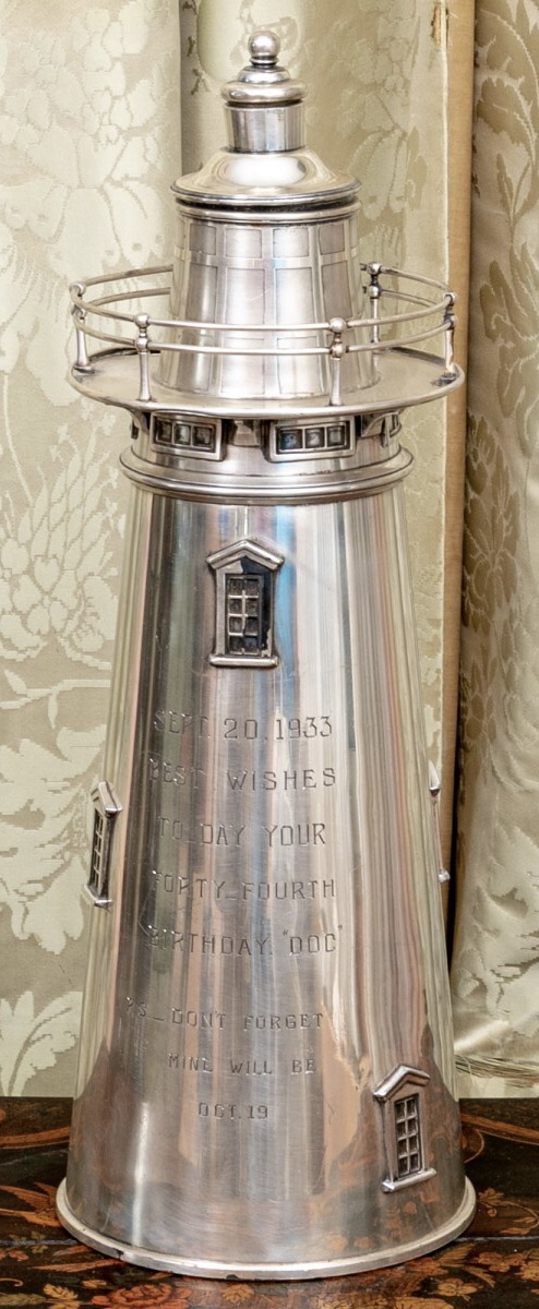RARE Oversize Meriden Silver Plated Lighthouse Cocktail Shaker 1927