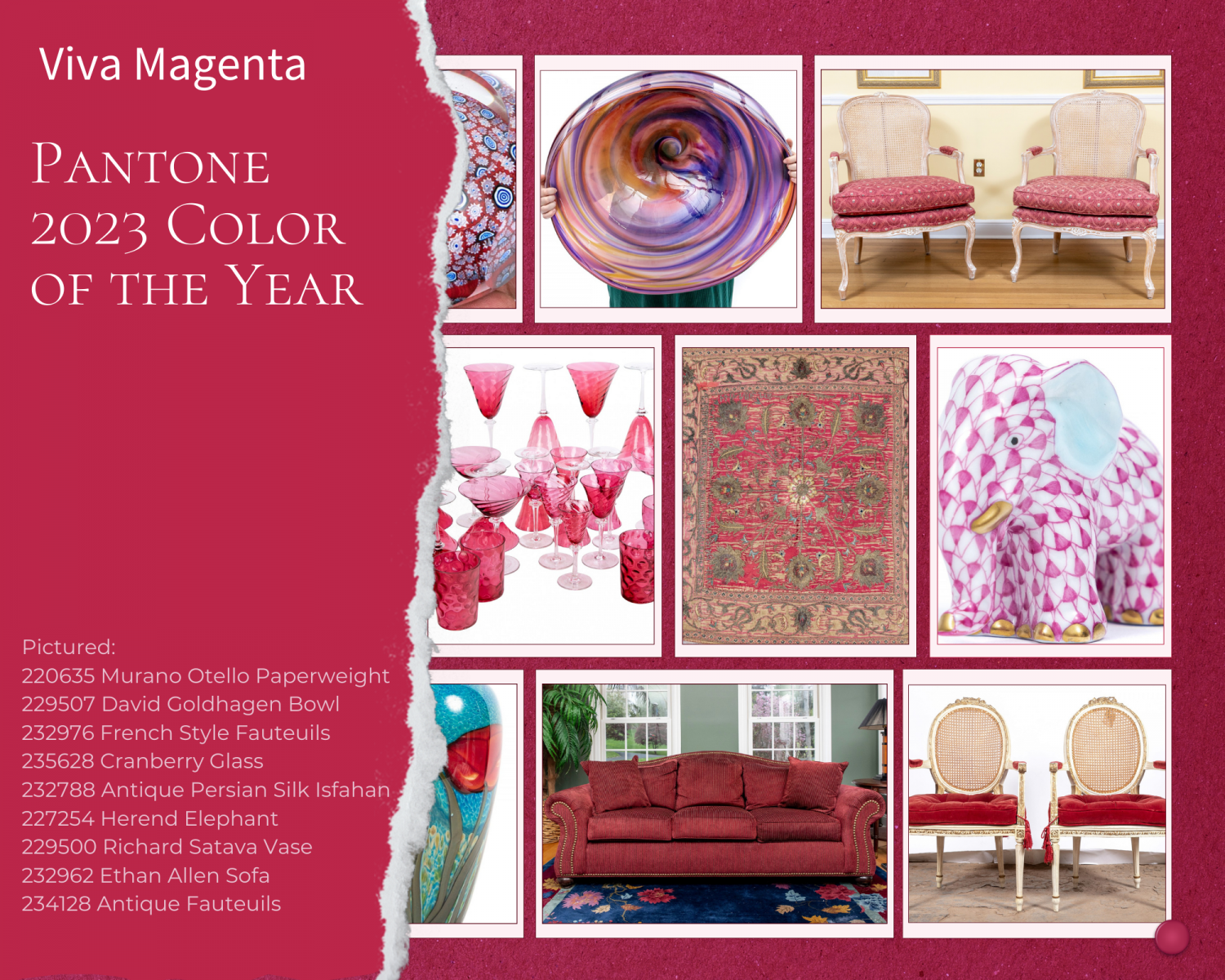 Some estate treasures inspired by Pantone’s 2023 color of the year … Viva Magenta