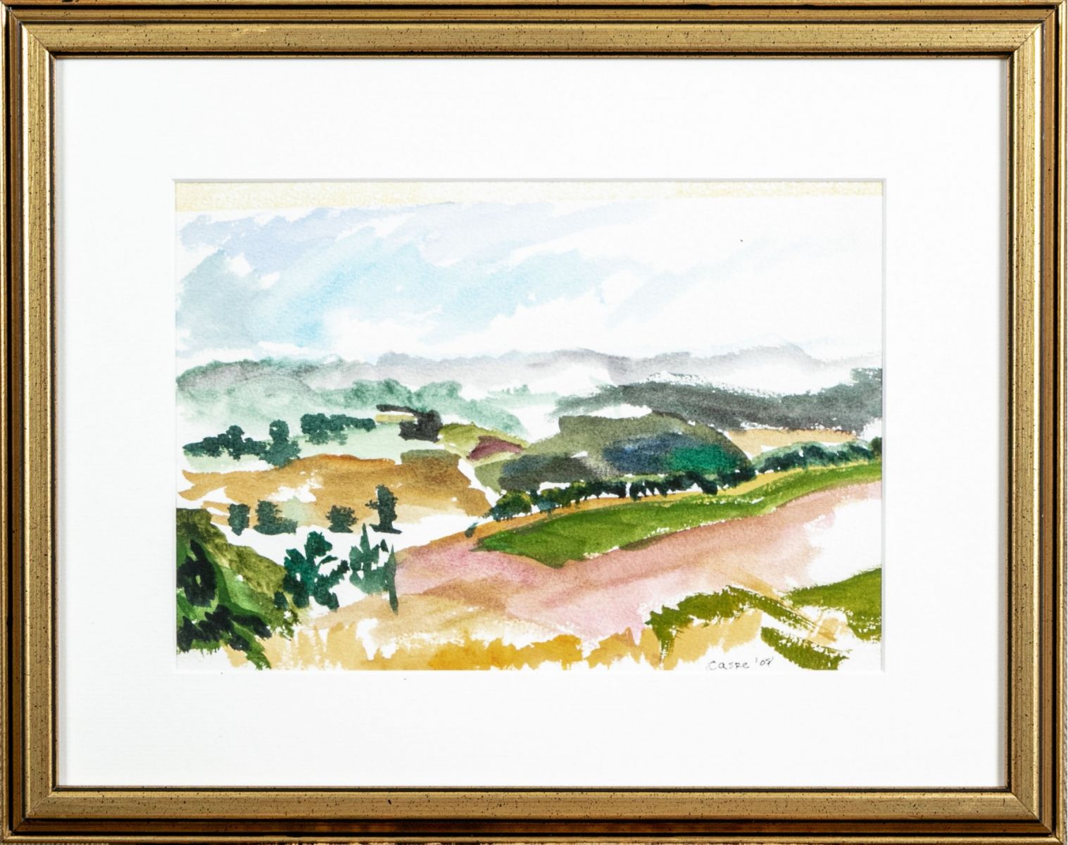 CASPE, CONTEMPORARY WATERCOLOR, COUNTRY LANDSCAPE