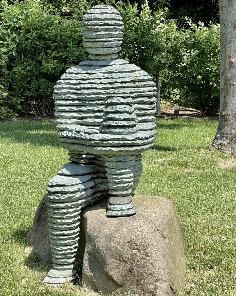 A massive Boaz Vaadia (Israeli-American, 1951-2017) "Eli'av" Bronze and boulder sculpture.