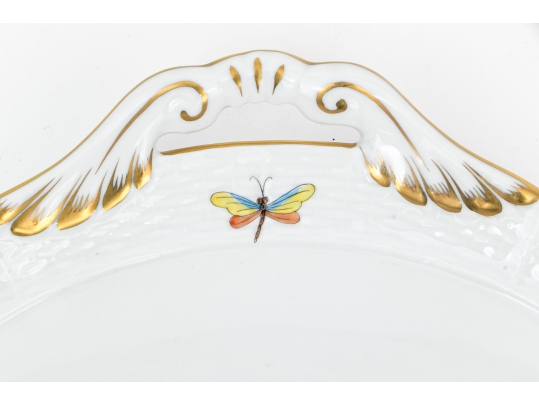 Herend Hungary Hand-Painted Porcelain Chop Plate Or Serving Platter, Rothschild Bird (RO) Pattern