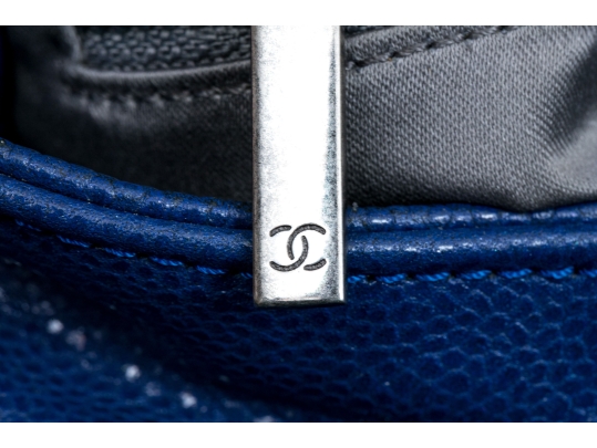 Chanel Striking Blue Purple Glazed Caviar Leather Coco Rider Flap Hobo