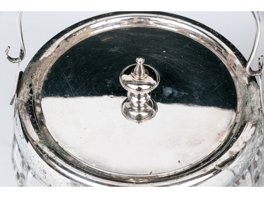 Three Antique Cut Glass And Silverplate Biscuit Jars 