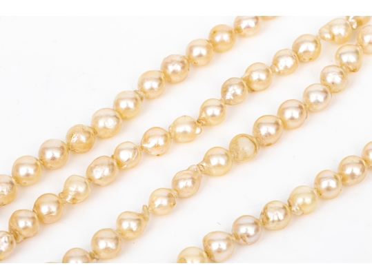 Vintage Opera Length Endless Strand Of Baroque Cultured Pearls