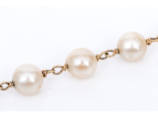 14k Yellow Gold Handsome 7.25mm To 7.75 Mm Cultured Baroque Tin Cup Style Bracelet