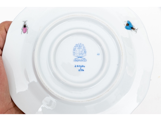 Herend Hungary Hand-Painted Porcelain Covered Butter Dish, Rothschild Bird (RO) Pattern