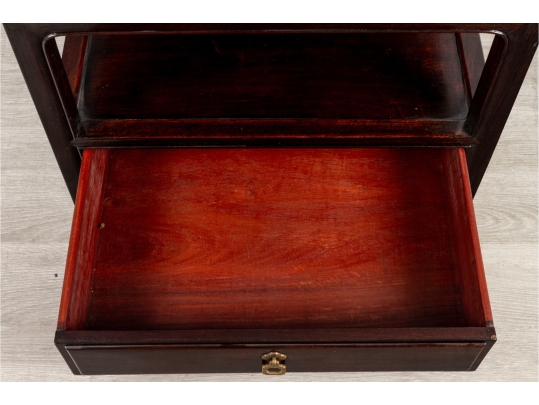 Mid-20th Century Chinese Hardwood Side Table With Shelf