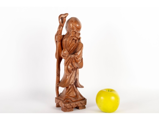 Carved Wooden Figure Of Shou Lao