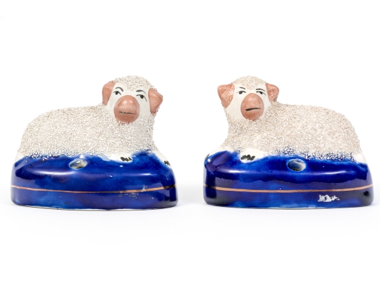 Pair Of English Staffordshire Ceramic Pen Trays