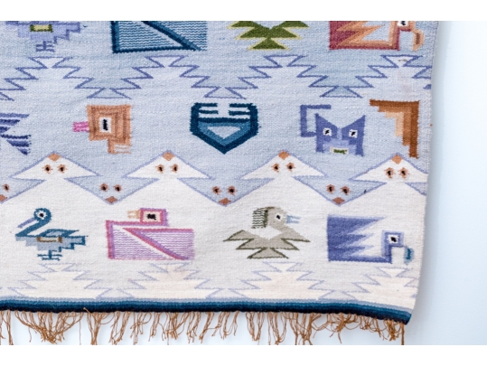 Fun Pictorial Animal Motif Hand-Knotted Wool Kilim, 5’-1/2” X 3’-10