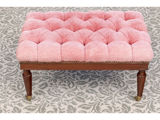Quality Custom Upholstered Mahogany Ottoman