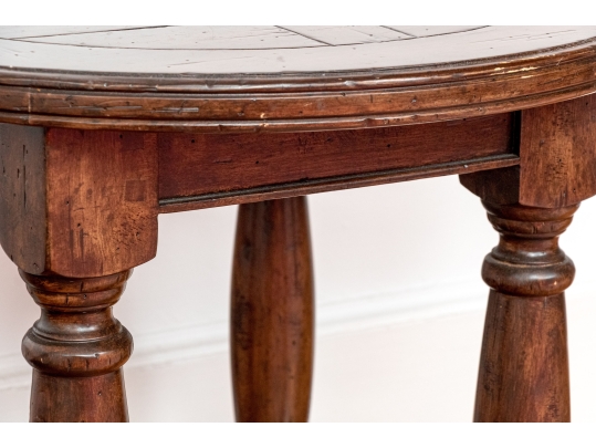 Pair Of Bausman Carved And Finished Circular End Tables