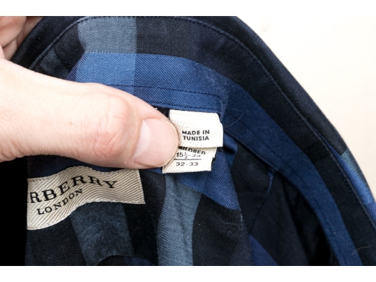 Burberry Blue Plaid Button-Up Shirt, Size 15 1/2-39 / 32-33
