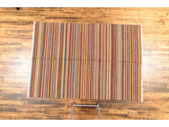 Hand Woven Wool Carpet, Striped Pattern, 7'-5