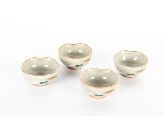 Set Of Four Chinese Crackle Glaze Porcelain Sauce Or Sake Cups