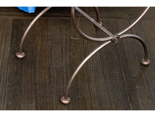 Pair Of Custom Upholstered Iron Neoclassical Style Stools