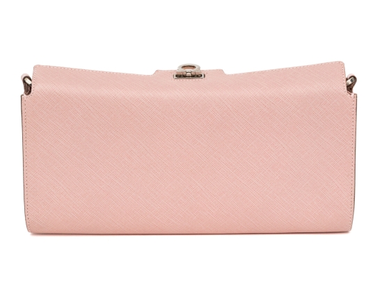 Ferragamo Pink Saffiano Leather Baguette Clutch, See Condition Note