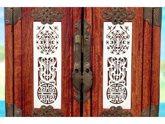 Diminutive Chinese Jewelry Chest With Inlaid Plaques