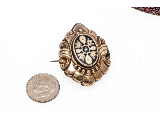 Collection Of Victorian Mourning Jewelry, Gold Filled And 9K