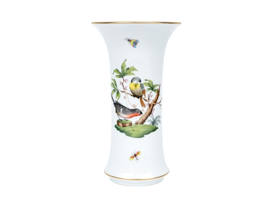 Herend Hungary Hand-Painted Porcelain Vase, Rothschild Bird (RO) Pattern