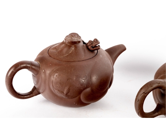 Collection Of Five Traditional Chinese Yixing Zisha Clay Teapots